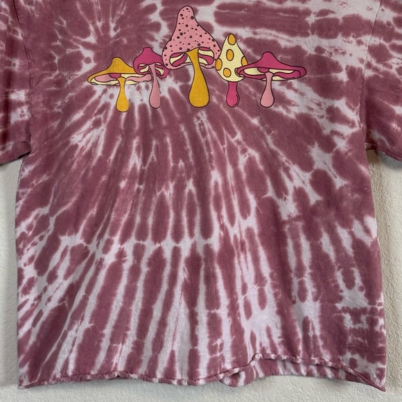 Fifth Sun Pink Tie Dye Mushroom Graphic Short Sleeve Baby Tee T Shirt Size MED - Picture 2 of 9
